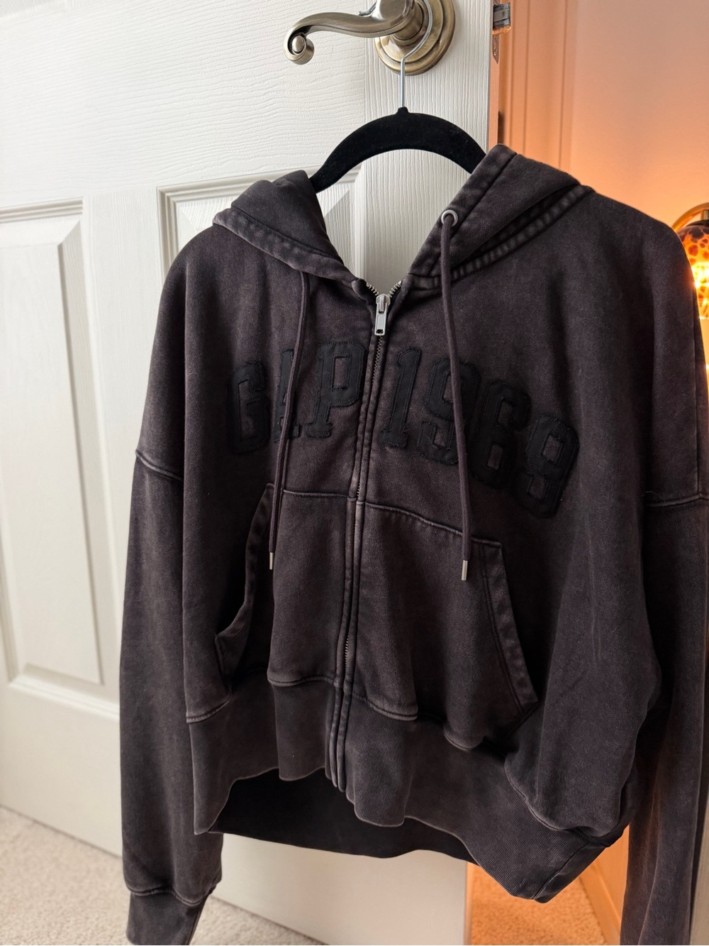 Oversized GAP Black Washed Zip-Up Hoodie